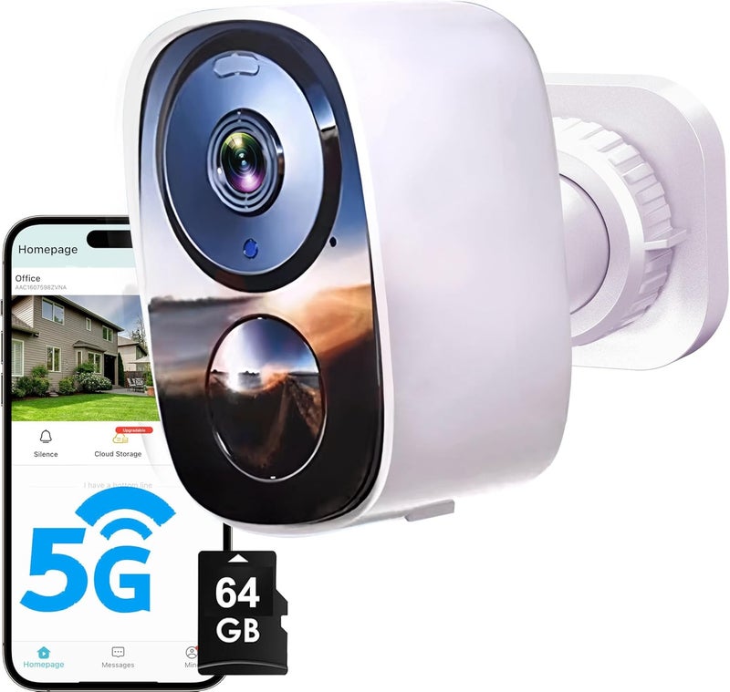 HITELLARCAM 2025 Upgraded 2K Wireless Security Camera with 64G SD Card, Free Cloud Storage, 1-6 Month Battery Life, AI Motion Detection, Spotlight, Siren Alarm, 2-Way Audio, Waterproof WiFi Surveillance Camera - Image 1